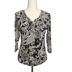 Vintage Y2K Paisley Top Whimsigoth Dark Fairy‎ Grunge Mesh Blouse Womens Medium